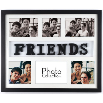 6-Opening Wooden Multi Photo Frame With Letters Friends