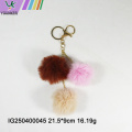 3PCS Faux Rabbit Fur Ball Keychain With pompom