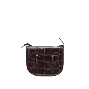 Mini Genuine Leather Crocodile Saddle Shoulder Bag