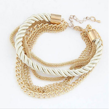 Gold Chain Braided Rope Multilayer Bracelet Handmade Gift