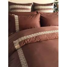 Peach Skin  Solid Lace Bedding Set Bed Sheet Duvet Cover Set