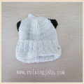 Panda kids knitted animal hats black applique children hats