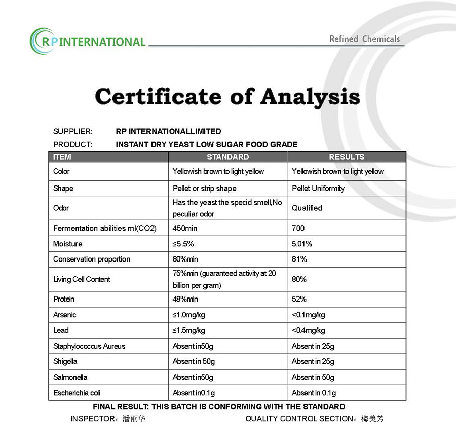 Specification-Instant Dry Yeast