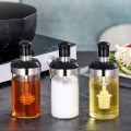 Clear Glass Seasoning Salt Bottle with Spoon Brush