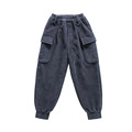 Autumn and winter girls' trousers plush thickened leisure corduroy trousers
