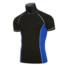 Wholesale Short sleeve Contrast Color Men Compression Sportswear