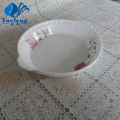 Opal Glass Pressing Round Plate With Handle