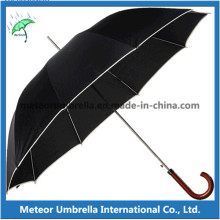 Зонтик хорошего качества с прямой открытой деревянной ручкой хорошего качества
