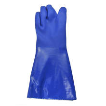 Guantes químicos de PVC Acabado de arena azul