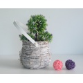 Round drum-like wash white rattan flower pot