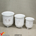 Conjunto 3 creme decorativo antigo jardim metal flower pot