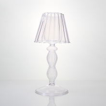 Table Lamp Transparent Glass Candle Ribbed Tealight Holder