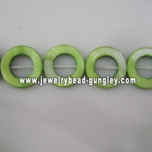 green donut shape fresh water shell beads