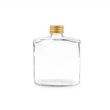 flat square glass drinking bottle 250ml with cap