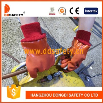 Orange PVC Gloves with Acrylic Boa Liner Gloves Dpv113