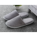 Grey velour slipper with Custom Embroidered Logo