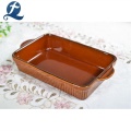 High quality rectangular restaurant oven ceramic baking dish set with handle