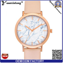 Rosto de pedra mármore relógio boa qualidade couro Vogue relógio Lady quartzo inox trás relógios de pulso