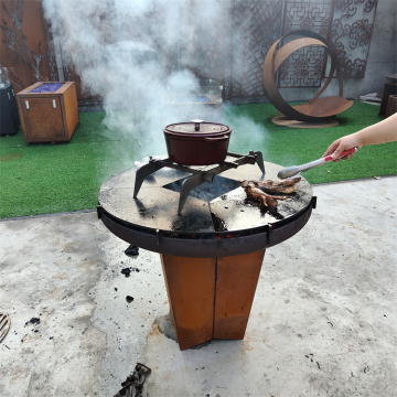 Grilhas de churrasco de jardim ao ar livre de aço Corten dobráveis