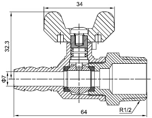 Brass Male Screw Leakproof Gas Ball Valve With Mouth DWG