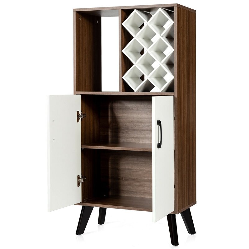 Bar Cabinet Wooden Buffet Sideboard Storage Cupboard With Wine Rack 4