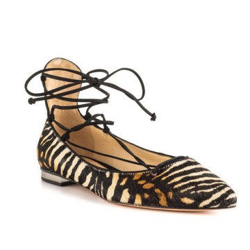 New Arrival Zebra Stripe Flat Women Chaussures avec dentelle (YF-1)