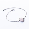 S925 Sterling Silver Geometric Circle Pink Crystal Bracelet