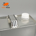 F-style square metal tin container with screw lid