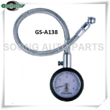 Dial tipo medidor de presión de neumáticos con manguera flexible de metal y válvula de liberación de aire
