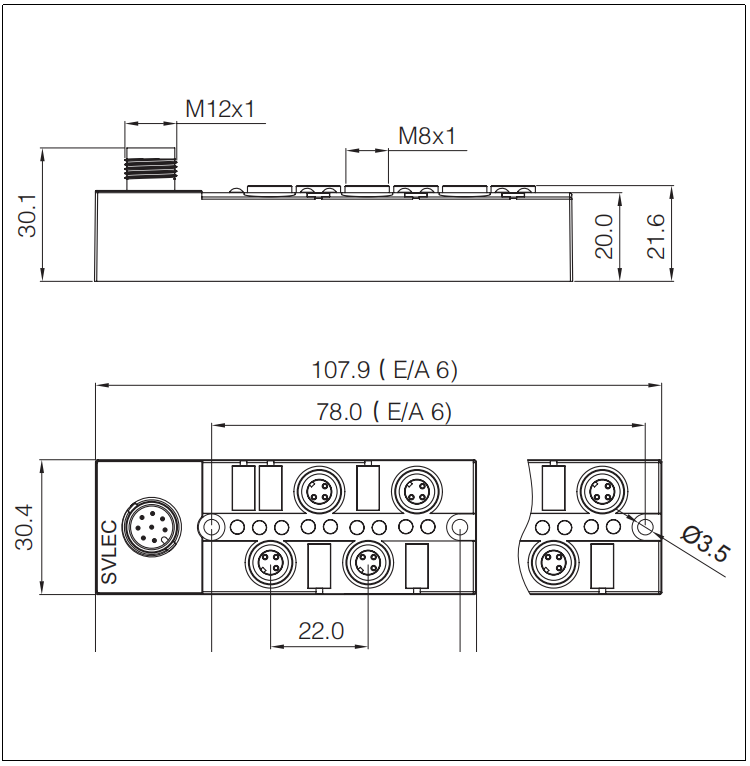 M8 6 Way Distribtution Box Size M8 6 Way Distribtution Box Size