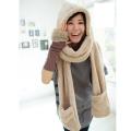 The New Lambs Wool 3in1 Winter Scarf with Hoodie and Gloves (66420)