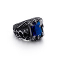 Edelstahl Dragon Claw Ring mit Rubin Stein