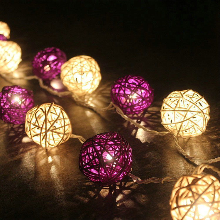 party favor rattan ball indoor led string light