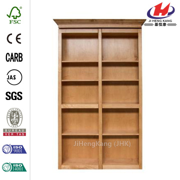 Unfinished Red Oak 6-Shelf Bookcase Bi-fold Door