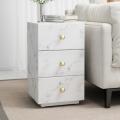 Tempered glass marble texture bedside table