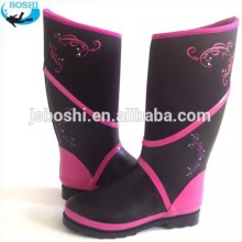 Custom neoprene fashionable safety rain boots with flower