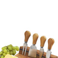 5 Pcs knives square wood cheese board set