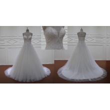 Tulle strapless casamento um linha vestido nupcial