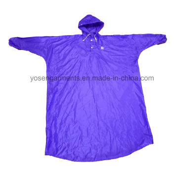 Adult′s Polyester/PVC Waterproof & Windproof Rain Poncho with Hood