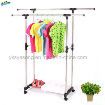 Cheap Extendable Double Bar Metal Steel Pipes Clothes Rack