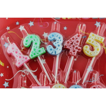 Birthday Colorful Numbers Candles with Holder