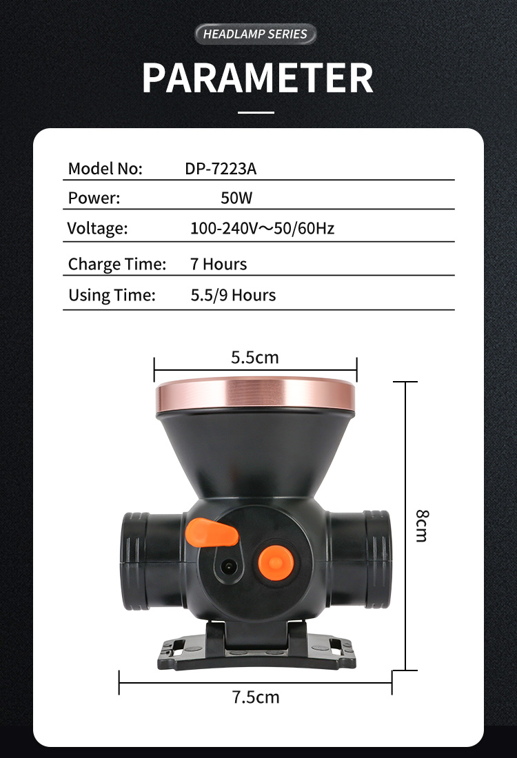 88-7223A-DP LED 50W High Power Rechargeable Rotatable Headlamp 88-7223A-DP LED 50W High Power Rechargeable Rotatable Headlamp