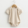 Summer Organic Cotton Baby Short Sleeve Striped Romper