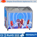 Vidro curvo Porta deslizante Ice Cream Display Comercial Peito Freezer