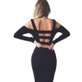 Черный горячий сексуальный Backless бретельках Bodycon Slim платье 2016