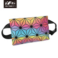 Geometric gradient color waist bag for women