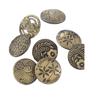 Fashionable Buttons With Bronze Flower Decorative Pattern