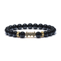 Bat Charm Natural Agate Stone Beads Mens Bracelets