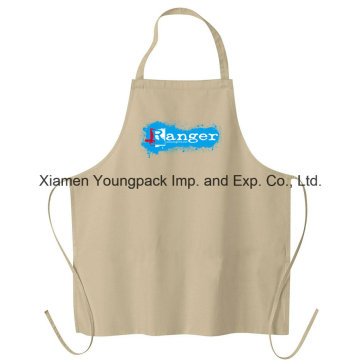 Promotional Custom Printed 100% Natural White Cotton Canvas Cloth Kitchen Cooking Apron