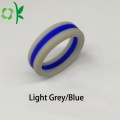 Double Color Men/Women Layer Silicone Black/Silver Rings